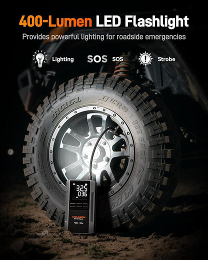 WOLFBOX MV24A 4000A Jump Starter with 160PSI Air Compressor, 12V Car Battery Booster, 88.8Wh Portable Jump Box (10L Gas/10L Diesel) with 65W Fast Charging, Tire Inflator, Jumper Cables, LED Light