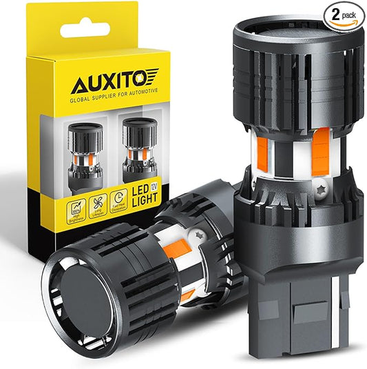 AUXITO CANBUS 7440 LED Bulbs Amber Yellow for Turn Signal Lights with Built-in Resistor Anti Hyper Flash 7440NA T20 7441 W21W WY21W Exterior Light Blinker Bulb Replacement, Pack of 2