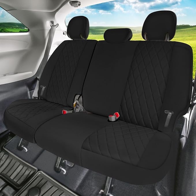 FH Group Custom Fit Car Seat Covers Specifically Made for 2011-2020 Toyota Sienna 7-8 Seater with Ultraflex Neoprene Water Resistant Automotive Seat Covers - 3rd Row Black