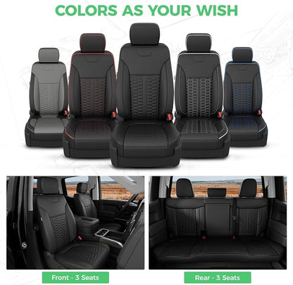 Custom Leather Seat Covers for Silverado/Sierra 1500 2019-2026, 2500HD 3500HD 2020-2026 Crew Cab Full Set with Jump Seat Cover (Armrest Storage Version Only), Truck Accessories