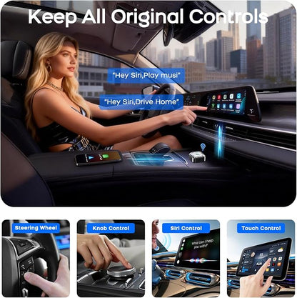 2026 Mini Wireless CarPlay Android Auto 2 in 1 Adapter - Converts Wired to Wireless Car Play Dongle, 5.8GHz Fast Bluetooth Receiver for 2016+ Vehicles, Plug & Play Auto Connect (USB-A/C)