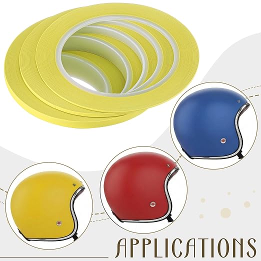 Nezyo 6 Pcs Vinyl Pinstripe Tapes Masking Painter Tapes High Temperature Low Tack Automotive Car Paint for Easy Removal Trim Thin Finishing Masking (Yellow,1/16,1/8, 1/4 Inch)