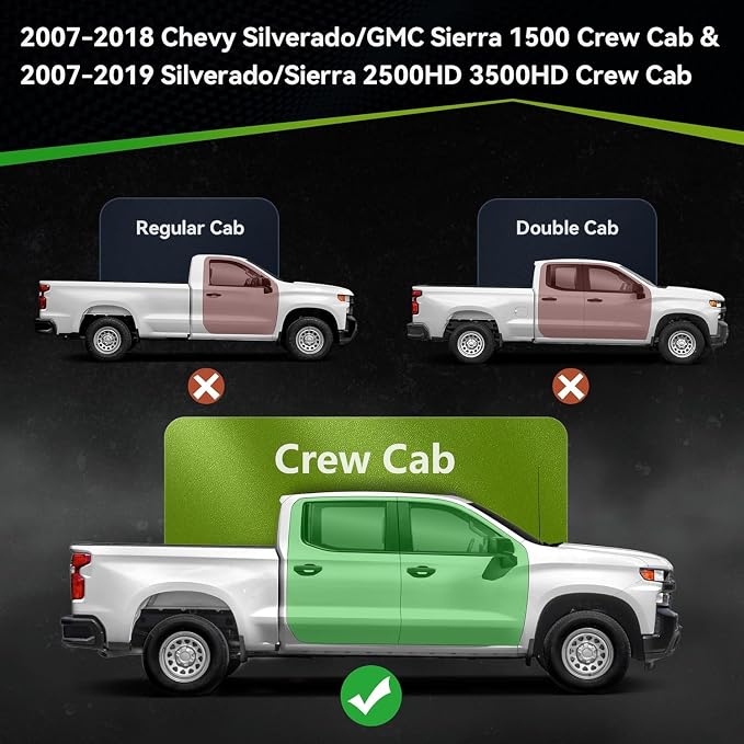 AUTOSAVER88 6 Inches Running Boards Crew Cab Compatible with 2007-2018 Chevy Silverado/GMC Sierra 1500 & 2007-2019 Silverado/Sierra 2500HD 3500HD, Step Pad Design, Stainless Steel Side Steps Nerf Bar