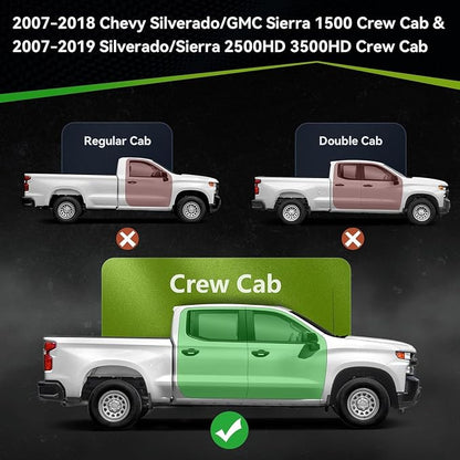 AUTOSAVER88 6 Inches Running Boards Crew Cab Compatible with 2007-2018 Chevy Silverado/GMC Sierra 1500 & 2007-2019 Silverado/Sierra 2500HD 3500HD, Step Pad Design, Stainless Steel Side Steps Nerf Bar