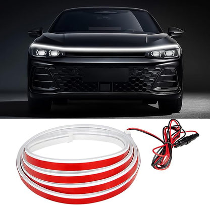 Car Hood Light Strip, 71 Inches Waterproof Flexible LED Strip, Dynamic Scan Start Up Car Daytime Running Lights, Universal Auto Exterior Decor Accessories for Most Vehicles (White, 71 Inches)