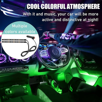 Yourkar Car LED Strip Light, 24 LED Interior Under Dash Atmosphere Lights with Cigarette Lighter, Vehicle Decor Lamp Ambient Night Light Strip Lighting, Universal Car Accessories (Green)