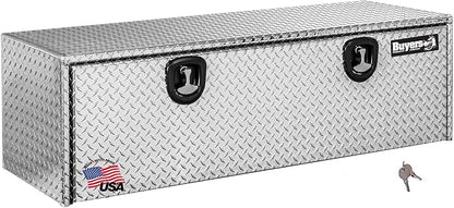 Buyers Products 1705147 Diamond Tread Aluminum Topsider Truck Box with Lockable T-Handle Latch, 24 x 24 x 72 Inch, Truck Storage and Organizer, Made in the USA, Silver
