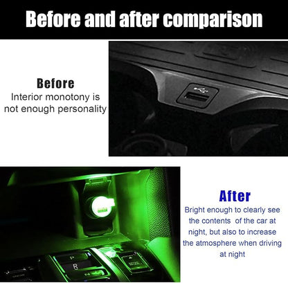 5 PCS USB LED Car Interior Atmosphere Lamp, Portable Mini LED Night Light, Plug-in USB Interface Trunk Ambient Lighting Kit, Universal Interior Car Accessories (Blue+Red+Ice Blue+Green+Purple)