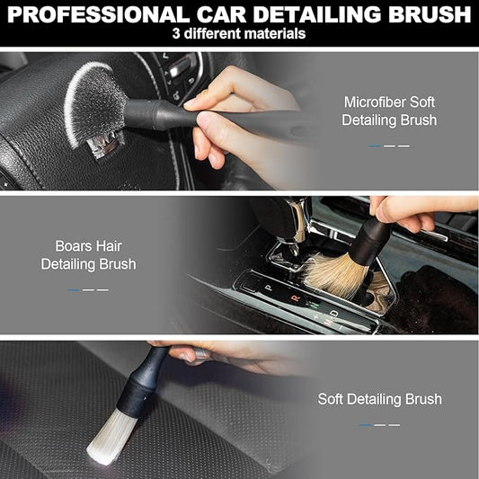 ThinkLearn Car Detailing Kit, Car Interior Detailing Kit, Including 7Pcs Auto Detailing Brushs and 200g Cleaning Gel (25% More Than 160g) Storage Bag, Car Accessories
