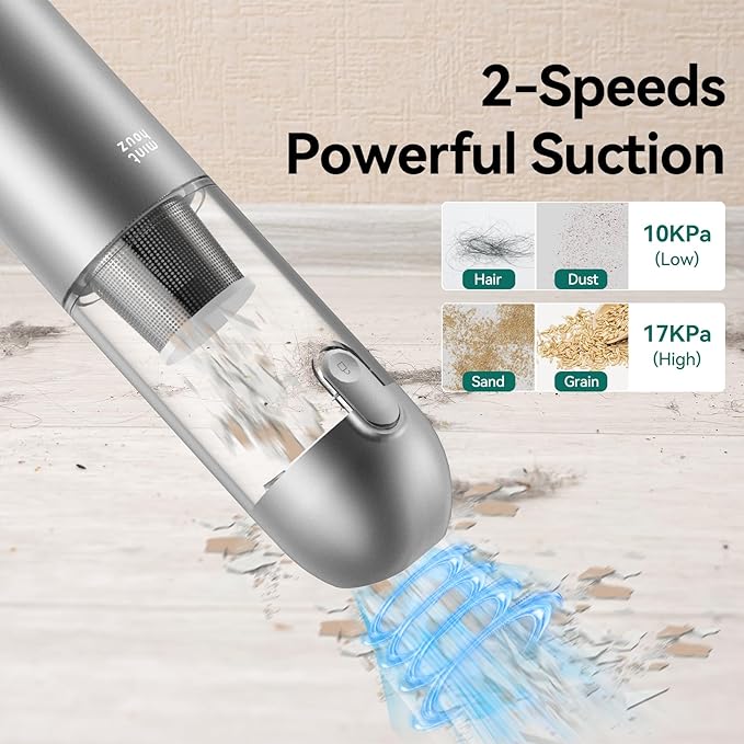Handheld Vacuum Cordless - 17000Pa Car Vacuum Cleaner High Power with LED/SOS Light, 120W Mini Portable Rechargeable Vacuum Cleaner for Car Home Office Pet Hair