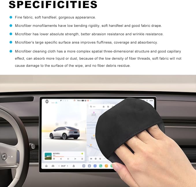 Ohleats Car Screen Cleaner, 4.33"×4.33" Microfiber Auto Screen Cleaning Pad, Foldable Touch Screen Cleaner Cloth for Vehicle Dashboard LCD Display, Interior Car Accessories (Round, 2PCS)