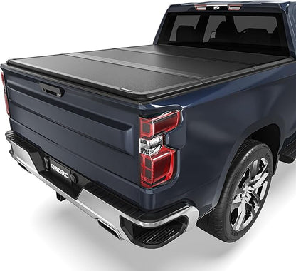 OEDRO FRP Hard Tri-fold Tonneau Cover Fits for Chevy Silverado 1500 & GMC Sierra 1500 2014-2018 New Body Style 5.8ft Bed w/o Multi-Flex Tailgate, Weather-Resistant