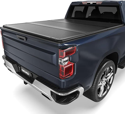 OEDRO FRP Hard Tri-fold Tonneau Cover Fits for Chevy Silverado 1500 & GMC Sierra 1500 2007-2013 New Body Style 5.8ft Bed w/o Multi-Flex Tailgate, Weather-Resistant