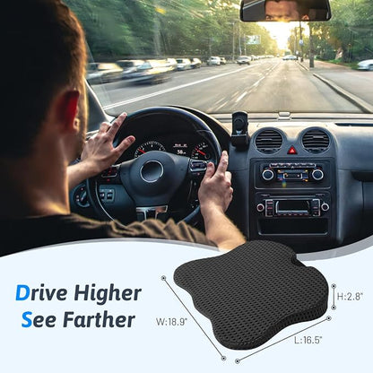 Wedge Car Seat Cushion for Better Visibility & Sciatica Pain Relief - High Density Memory Foam, Non-Slip Ergonomic Car Seat Cushion for Driving, Universal Fit for Car, SUV,Truck & Tractor (All Black)