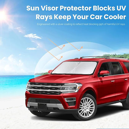 Sunshade for Expedition Windshield Sun Shade Custom-fit for 2025 2024 2023-2018 Ford Expedition SUV Accessories Foldable Front Window Shield Windshield Cover Sun Visor Protector UV Heat Reflector
