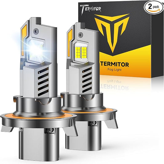 Termitor H13/9008 Light Bulb, 50,000LM, 6500K Pure White, Pack of 2 | 1:1 Halogen Size, IP68 Waterproof, 3-Min Quick Install, 9008/H13 Light For UTV ATV Offroad Vehicles
