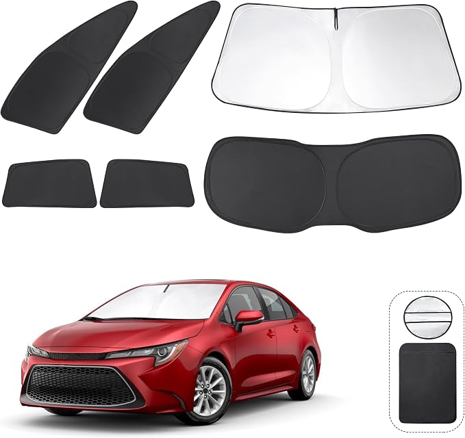 TINGLU Window Shades for Toyota Corolla Hatchback 2020-2026(Not for Corolla Cross) Accessories Side Full Windows Cover Camping Rear Triangular Windshield Sun Shade Sun UV Rays Privacy Protection 6PCS