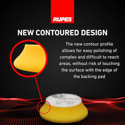 RUPES 40mm Pack of 6 Yellow D-A Fine Wool Polishing Pads | Ideal for Paint Correction & Gloss Enhancement | Improves Finishing Performance | Compatible with 1.5" Backing Plate