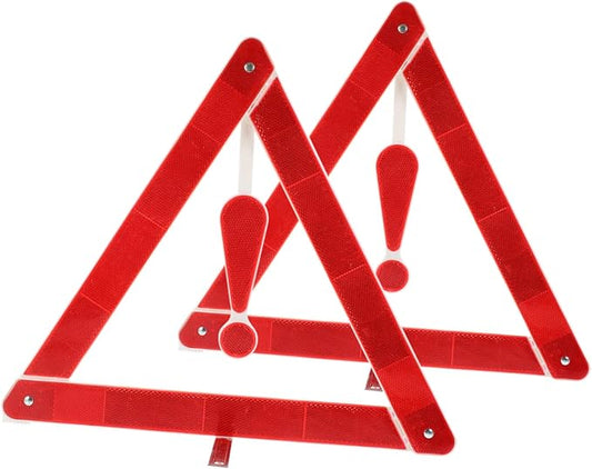 PartyKindom 2pcs Car Warning Triangle Reflective Safety Kit Portable Emergency Auto Safety Sign for Vehicles Roadside Use Tripod Base