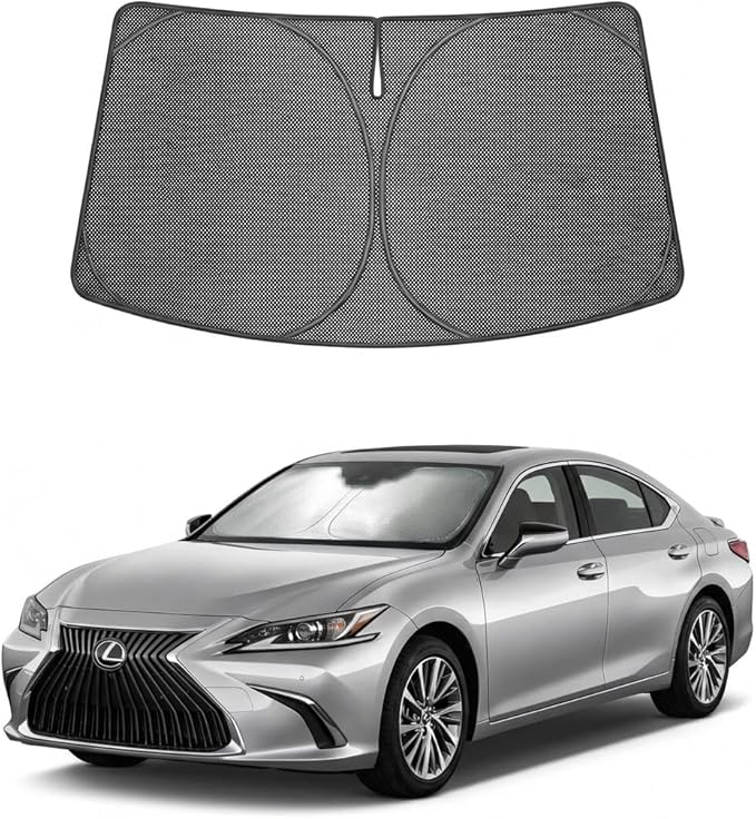Proadsy Windshield Sun Shade Custom Fit Lexus ES 2019-2025 Ice Crystal Black Front Window Sunshade UV and Heat Blocker Foldable Visor Keeps Car Cooler for Summer Parking and Daily Use