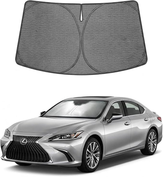 Proadsy Windshield Sun Shade Custom Fit Lexus ES 2019-2025 Ice Crystal Black Front Window Sunshade UV and Heat Blocker Foldable Visor Keeps Car Cooler for Summer Parking and Daily Use