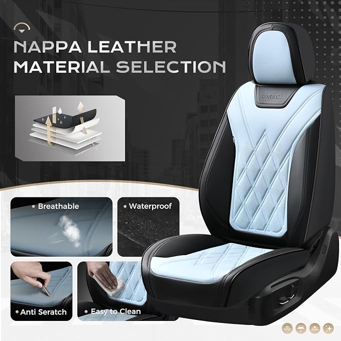Coverado Car Seat Covers, Front Covers for Cars, Car Seat Cover Front Seats, Car Seat Protector Waterproof, Leather Car Seat Cushion, Universal Interior Covers Seat Protectors for Most Cars Purple