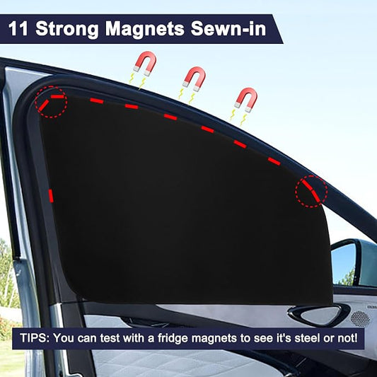 Ovege Car Side Window Sun Shade Magnetic Car Curtain Suction Magnetic Suedette －Front Seat 2pcs
