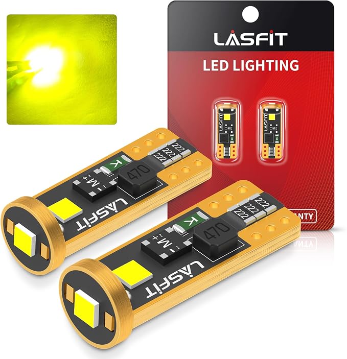 LASFIT 194 168 T10 192 2825 W5W LED Bulb Canbus Error Free, Non-Polarity 400LM Extremely Bright for Dome Map Courtesy Door Trunk Cargo Lights, 12-24V, Golden Yellow (2-Pcs)