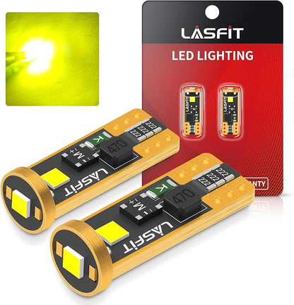LASFIT 194 168 T10 192 2825 W5W LED Bulb Canbus Error Free, Non-Polarity 400LM Extremely Bright for Dome Map Courtesy Door Trunk Cargo Lights, 12-24V, Golden Yellow (2-Pcs)