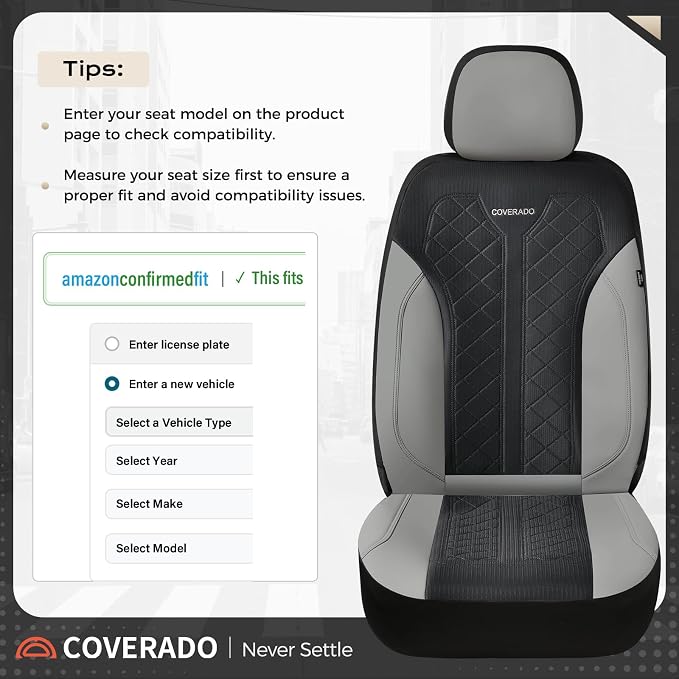 Coverado Car Seat Covers 5 Seats, Seat Covers Full Set, Mesh Breathable Seat Protectors, 5-Piece Spill-Proof White Automotive Seat Covers, Universal Fit for SUV, Sedan, Truck