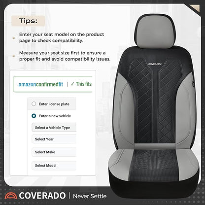 Coverado Car Seat Covers 5 Seats, Seat Covers Full Set, Mesh Breathable Seat Protectors, 5-Piece Spill-Proof White Automotive Seat Covers, Universal Fit for SUV, Sedan, Truck