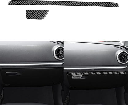 Real Premium Carbon Fiber Sticker Compatible with Audi A3 S3 RS3 8V 2013 2014 2015 2016 2017 2018 2019 Car Glove Box Storage Box Decor Kit Auto Interior Accessories Decal Style B 2PCS Black