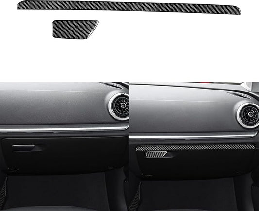 Real Premium Carbon Fiber Sticker Compatible with Audi A3 S3 RS3 8V 2013 2014 2015 2016 2017 2018 2019 Car Glove Box Storage Box Decor Kit Auto Interior Accessories Decal Style B 2PCS Black