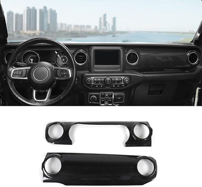 Carboon Fiber Dashboard Decorative Panel Cover, Center Console Trim Cover Kit for 2018-2023 Jeep Wrangler JL JLU & Jeep Gladiator JT
