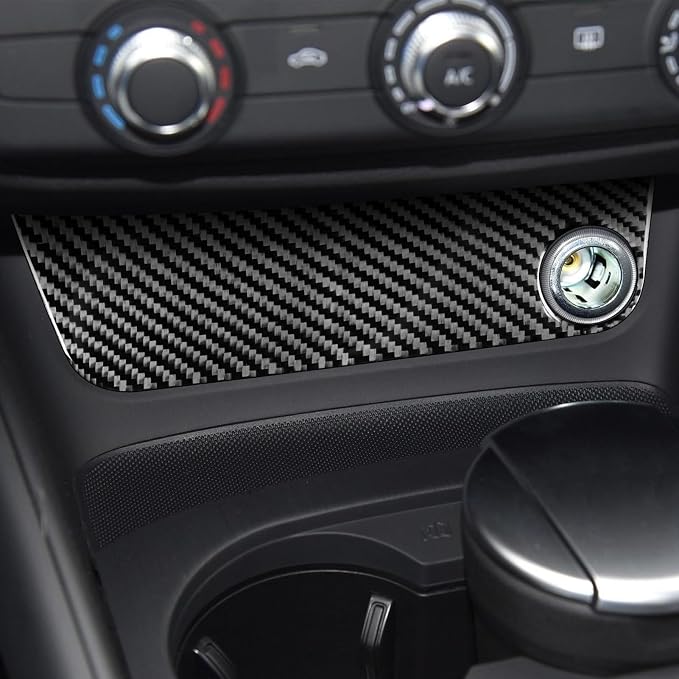 Real Premium Carbon Fiber Decor Compatible with Audi A3 S3 RS3 8V 2013 2014 2015 2016 2017 2018 2019 Car Center Console Power Outlet Sticker Panel Auto Interior Accessories Decal Black