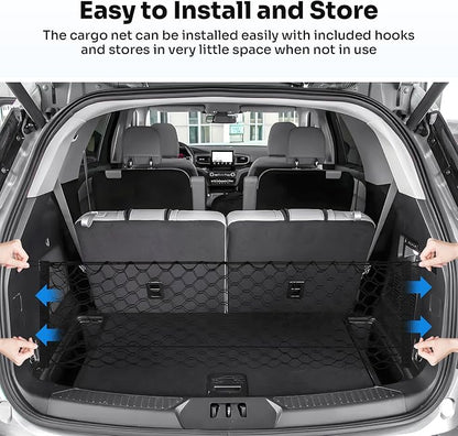 Canvcle Trunk Cargo Net for 2020-2026 Ford Explorer Accessories Envelope Style Mesh Trunk Net Organizer and Storage Stretchable Adjustable Elastic Nylon Rear Cargo Netting with Hooks