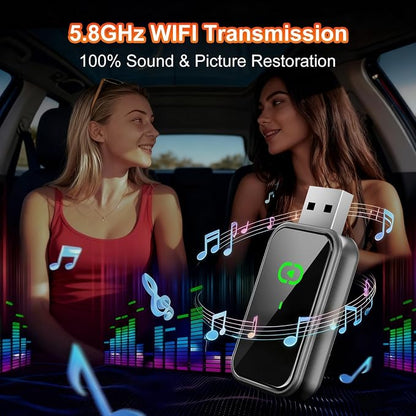 Wireless CarPlay Adapter for iPhone, Convert Wired to Wireless Dongle, 5.8GHz Fast Auto Connect, Compatible with Ford Toyota Honda Jeep Ram Chevy Nissan VW 2016-2025 Factory Wired Cars