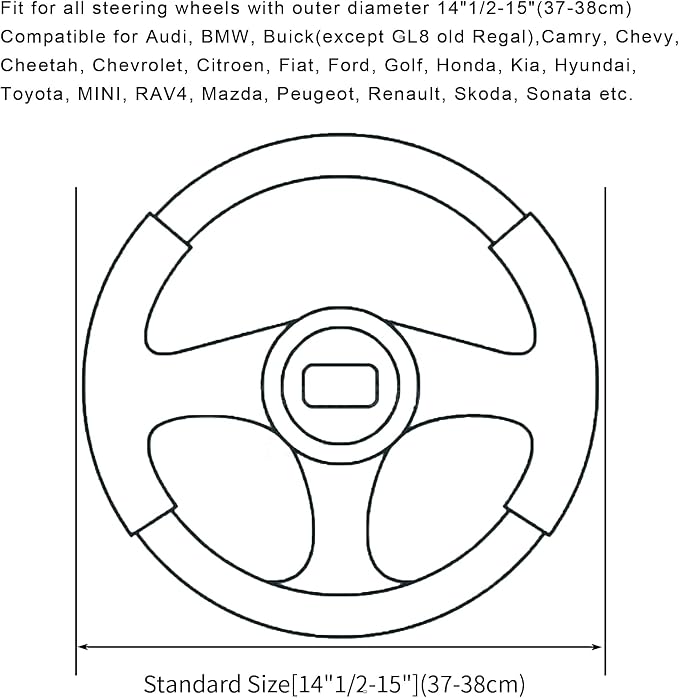 Soft Car Steering Wheel Cover for Sedan, SUV, Warm Luxury Velvet, Odorless, Universal, Anti Slip, Summer Winter, Black, Standard Size[14" 1/2-15"](37-38cm)