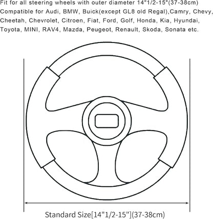 Soft Car Steering Wheel Cover for Sedan, SUV, Warm Luxury Velvet, Odorless, Universal, Anti Slip, Summer Winter, Black, Standard Size[14" 1/2-15"](37-38cm)