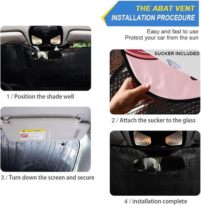 Cherries Hearts Pink Windshield Sunshade Car Sun Shade Blocks UV Rays Visor Protector Accordion Folding Sun Reflector Auto Sunshade for Truck SUV