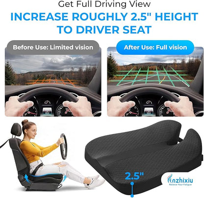 anzhixiu Elevated Car Seat Cushion for Improved View- Black | Heigtening Car seat cushion supports spine and reduces lower back pressure