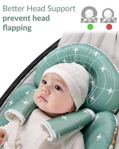 Generic Infant Car Seat Insert Compatible with Mamaroo Swing & Graco Swing and Infant Car Seat, Newborn Insert Baby Head Body Support, Reversible Design, Breathable Soft Fabric, 1Pcs - Green Woodland