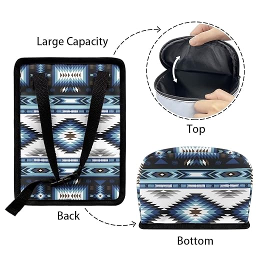 Western Aztec Car Trash Can with Lid and Zipper Portable Foldable Ethnic Style Trash Bin for Car Interior Accessories Multipurpose Garbage Can Bags Storage Organizer