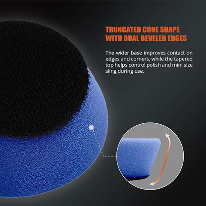 SPTA PRO Blue Mini High-Cut Foam Polishing Pad Sets, 5Pcs 2inch/50mm Sponge Polishing Buffing Pads, Car Foam Detail Polishing Pad Kit for Car Detail Polishing, Small Area Polishing -FF202-5