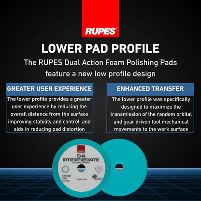 RUPES 9.DA100B Pack of 24 Light Blue D-A Intermediate Foam Polishing Pads 100mm | Ideal for Paint Correction & Gloss Enhancement | Improves Cutting Performance | Compatible with 4" Backing Plate