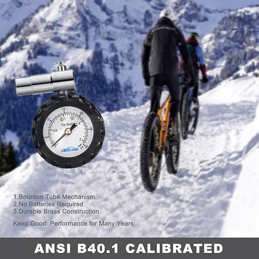 GODESON Presta Valve Gauge,Presta Valve Tire Pressure Gauge with Bicycle Air Pressure Relief Range to 0-30PSI /0-2BAR, Perfect for Mountain Bicycle Fat Tires