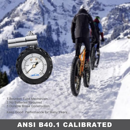 GODESON Presta Valve Gauge,Presta Valve Tire Pressure Gauge with Bicycle Air Pressure Relief Range to 0-30PSI /0-2BAR, Perfect for Mountain Bicycle Fat Tires