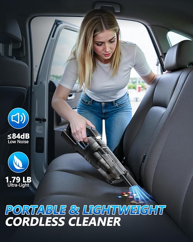 BQYPOWER Handheld Vacuum Cordless, 16000PA Strong Suction Hand Held Vacuum Cordless Rechargeable with Multiple Accessories, Portable Car Vacuum Cleaner High Power for Car Home Office