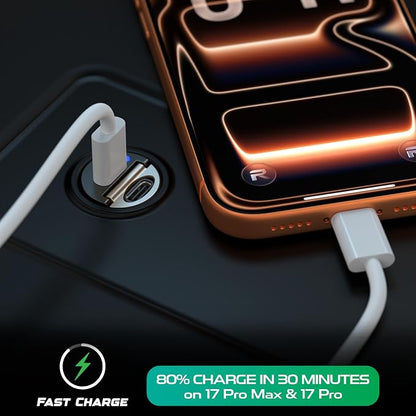 REBEL Dual 65W USB C Fast Car Charger 12V/24V [Smallest Metal Frame] PD65W, QC60W 4.0/3.0, Flush Fit, Cigarette Lighter Adapter for iPhone 17 Pro Max Air 16 Plus 15 14 13 12 iPad, MacBook, S25. S24