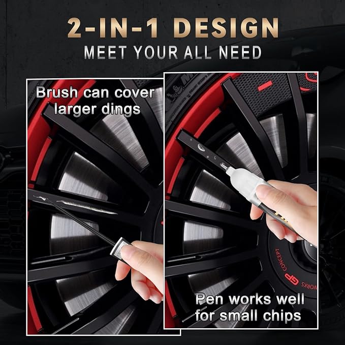 Dark Gun Gray Rim Touch Up Paint, Efficient Car Wheel Scratch Repair for Tesla Model Y 3 X S, Quick and Easy Remover Curb Rash, Color Accurate, Long lasting, Two in One, Resists Water, Uv Rays
